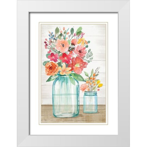 Country Floral Still Life White Modern Wood Framed Art Print with Double Matting by Mollie B.