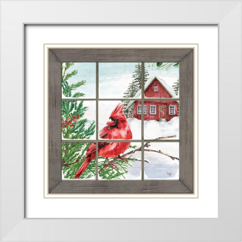 Winter View White Modern Wood Framed Art Print with Double Matting by Mollie B.