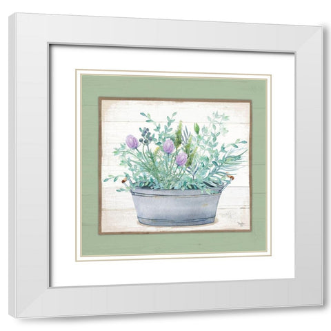 Pot of Herbs I White Modern Wood Framed Art Print with Double Matting by Mollie B.