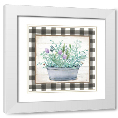 Potted Herbs I   White Modern Wood Framed Art Print with Double Matting by Mollie B.