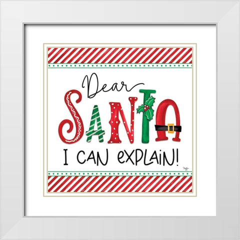 Dear Santa White Modern Wood Framed Art Print with Double Matting by Mollie B.