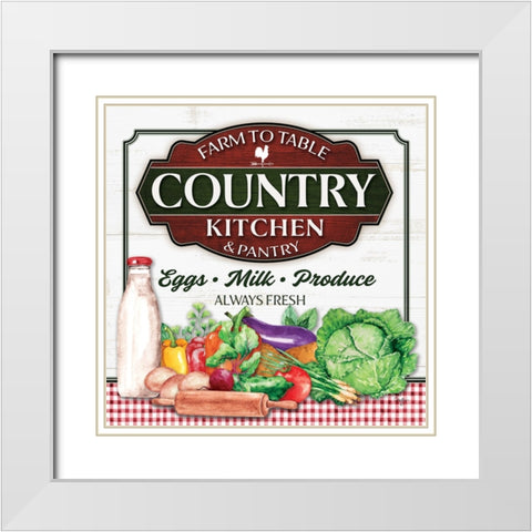 Country Kitchen White Modern Wood Framed Art Print with Double Matting by Mollie B.