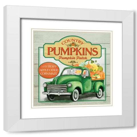 Pumpkin Patch White Modern Wood Framed Art Print with Double Matting by Mollie B.