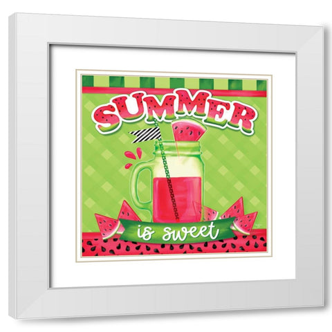 Summer is Sweet White Modern Wood Framed Art Print with Double Matting by Mollie B.