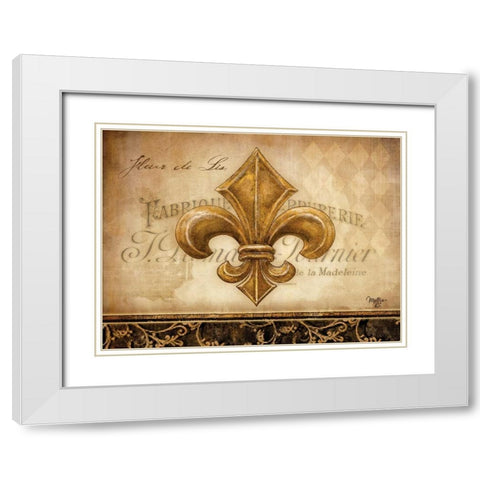 Fleur-de-lis White Modern Wood Framed Art Print with Double Matting by Mollie B.