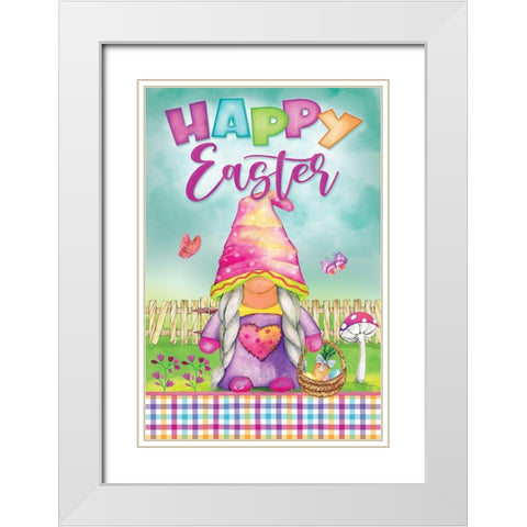 Easter Gnome White Modern Wood Framed Art Print with Double Matting by Mollie B.