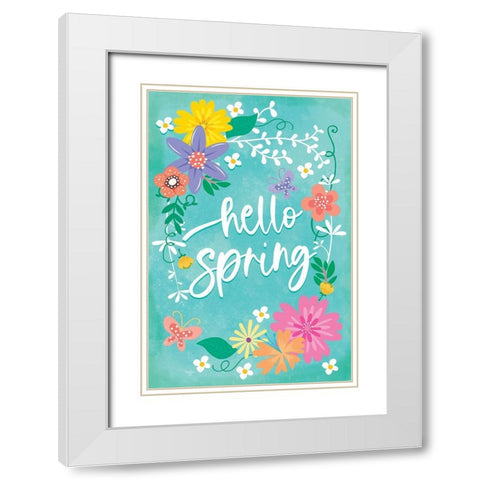 Hello Spring I White Modern Wood Framed Art Print with Double Matting by Mollie B.