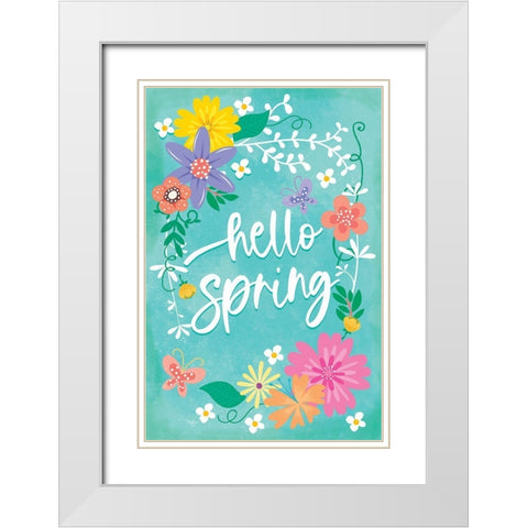 Hello Spring I White Modern Wood Framed Art Print with Double Matting by Mollie B.