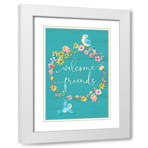 Welcome Spring Family White Modern Wood Framed Art Print with Double Matting by Mollie B.