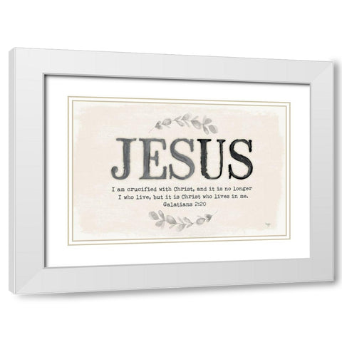 Jesus White Modern Wood Framed Art Print with Double Matting by Mollie B.