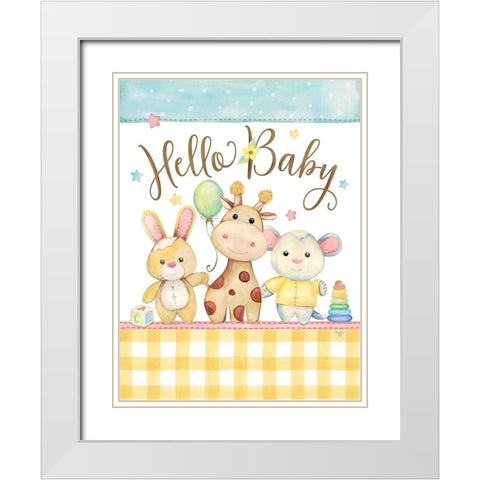 Baby Illustration White Modern Wood Framed Art Print with Double Matting by Mollie B.