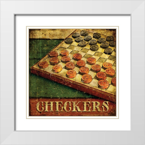 Checkers White Modern Wood Framed Art Print with Double Matting by Mollie B.