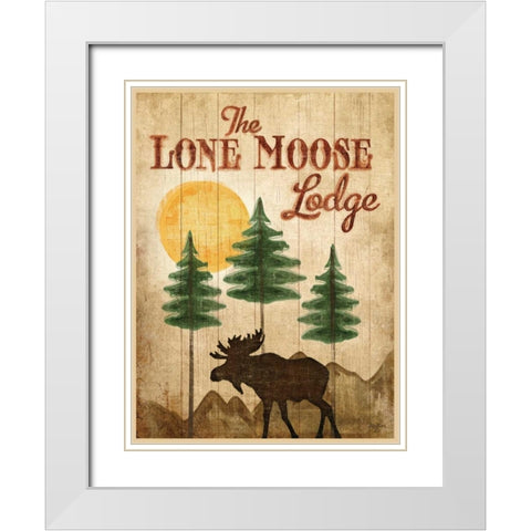 Lone Moose White Modern Wood Framed Art Print with Double Matting by Mollie B.