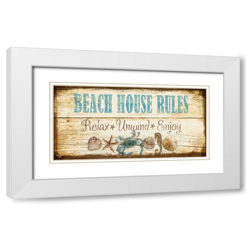 Beach House Rules White Modern Wood Framed Art Print with Double Matting by Mollie B.