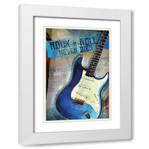 Rock-n-Roll Never Dies White Modern Wood Framed Art Print with Double Matting by Mollie B.