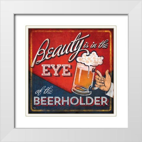 Beerholder White Modern Wood Framed Art Print with Double Matting by Mollie B.