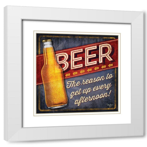 Beer White Modern Wood Framed Art Print with Double Matting by Mollie B.