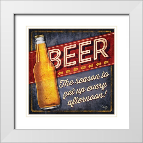 Beer White Modern Wood Framed Art Print with Double Matting by Mollie B.