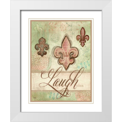 Laugh Often White Modern Wood Framed Art Print with Double Matting by Mollie B.