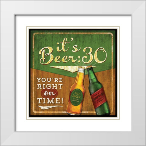 Beer 30 White Modern Wood Framed Art Print with Double Matting by Mollie B.