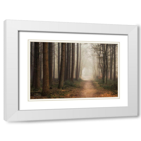 Quiet White Modern Wood Framed Art Print with Double Matting by Podt, Martin