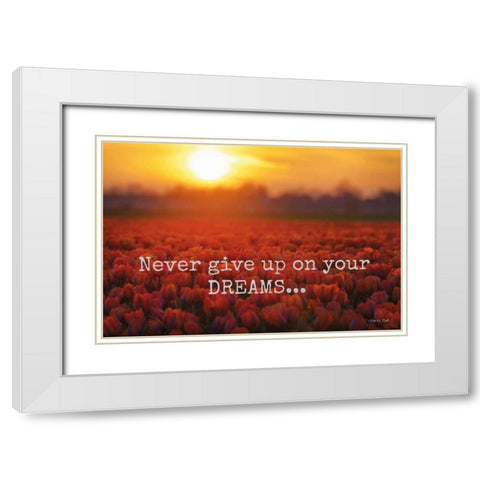 Never Give Up on Your Dreams White Modern Wood Framed Art Print with Double Matting by Podt, Martin