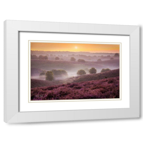 Sunrise Layers White Modern Wood Framed Art Print with Double Matting by Podt, Martin