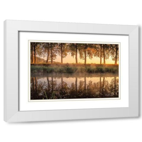 Sunrise in the Netherlands      White Modern Wood Framed Art Print with Double Matting by Podt, Martin
