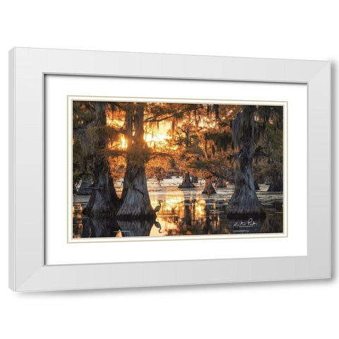Sunset in the Swamps White Modern Wood Framed Art Print with Double Matting by Podt, Martin