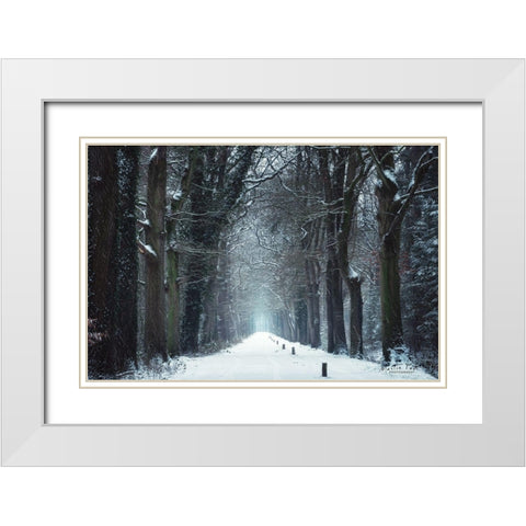 Snow in Markelo White Modern Wood Framed Art Print with Double Matting by Podt, Martin