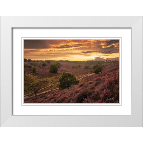 Just a Sunset in the Netherlands White Modern Wood Framed Art Print with Double Matting by Podt, Martin
