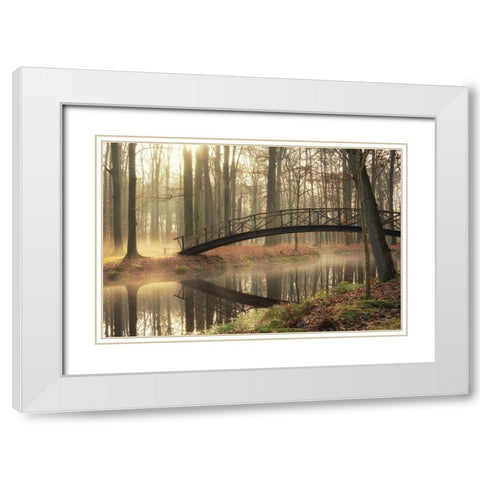Bridge Over Troubled Waters White Modern Wood Framed Art Print with Double Matting by Podt, Martin