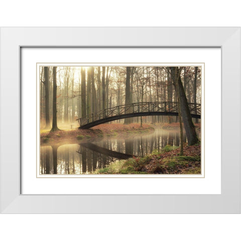 Bridge Over Troubled Waters White Modern Wood Framed Art Print with Double Matting by Podt, Martin