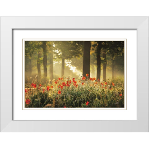 The Poppy Forest White Modern Wood Framed Art Print with Double Matting by Podt, Martin