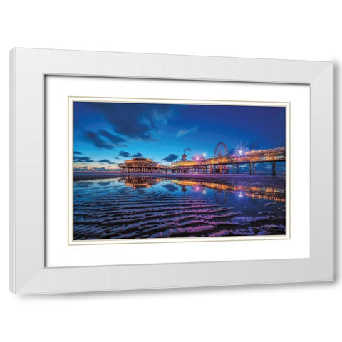 Blue Hour II White Modern Wood Framed Art Print with Double Matting by Podt, Martin