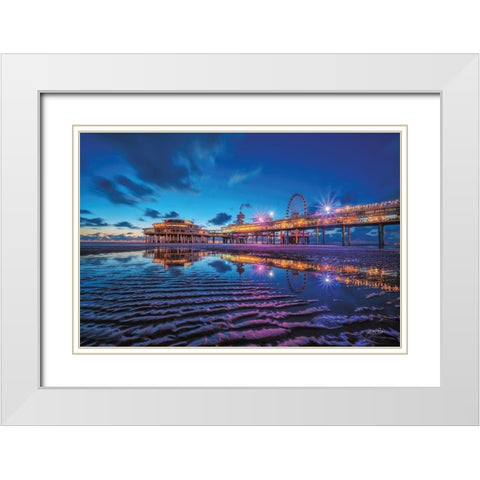 Blue Hour II White Modern Wood Framed Art Print with Double Matting by Podt, Martin
