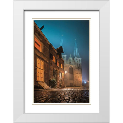 Church 1 White Modern Wood Framed Art Print with Double Matting by Podt, Martin
