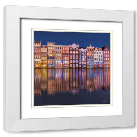 Building Row Reflections 1 White Modern Wood Framed Art Print with Double Matting by Podt, Martin