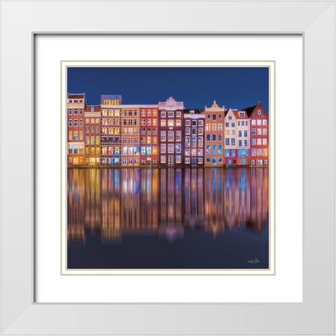 Building Row Reflections 1 White Modern Wood Framed Art Print with Double Matting by Podt, Martin