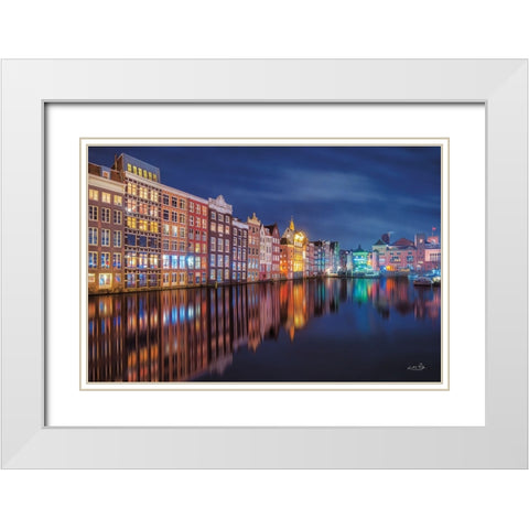Building Row Reflections 2 White Modern Wood Framed Art Print with Double Matting by Podt, Martin