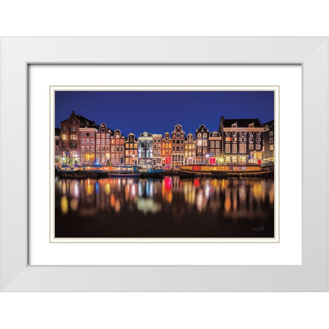 Building Row Reflections 4 White Modern Wood Framed Art Print with Double Matting by Podt, Martin