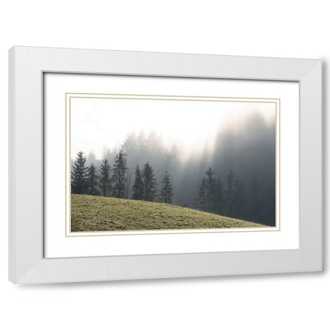 Mountain Glory White Modern Wood Framed Art Print with Double Matting by Podt, Martin