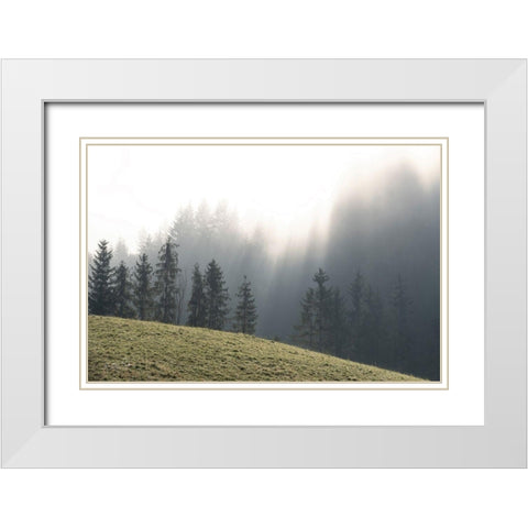 Mountain Glory White Modern Wood Framed Art Print with Double Matting by Podt, Martin