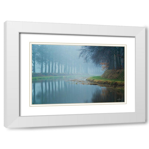 Foggy Reflections    White Modern Wood Framed Art Print with Double Matting by Podt, Martin