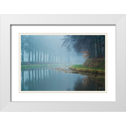 Foggy Reflections    White Modern Wood Framed Art Print with Double Matting by Podt, Martin