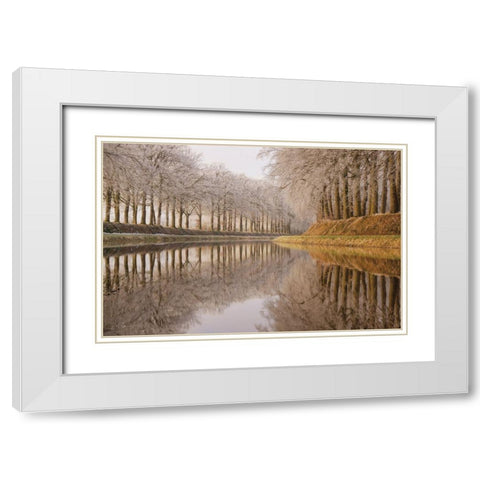 Frosty Reflections White Modern Wood Framed Art Print with Double Matting by Podt, Martin