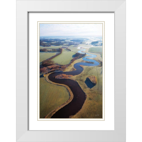 Flat Country from Above White Modern Wood Framed Art Print with Double Matting by Podt, Martin
