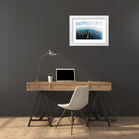 Water World White Modern Wood Framed Art Print with Double Matting by Podt, Martin