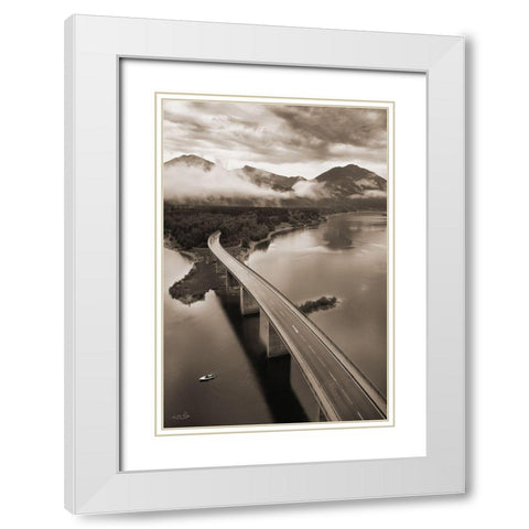 This way to the Mountains     White Modern Wood Framed Art Print with Double Matting by Podt, Martin