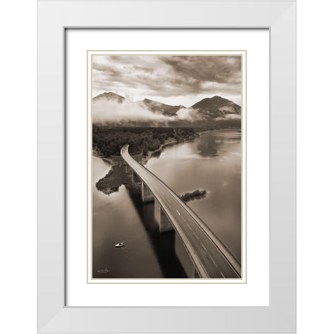 This way to the Mountains     White Modern Wood Framed Art Print with Double Matting by Podt, Martin